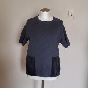 J Crew Wool Sweater with Leather Pockets